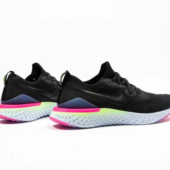 Nike Epic React Flyknit 2 Black Lime Pink Running Shoes Mens BQ8928-003 - Picture 7 of 15